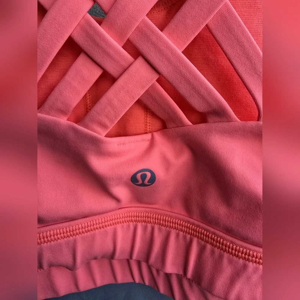 lululemon athletica Strappy Gray and Pink Crop Top